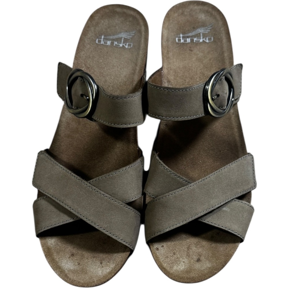Dansko‎ Wedge Sandals Womens 40 Brown Excellent Leather Cork Strappy 3420160600